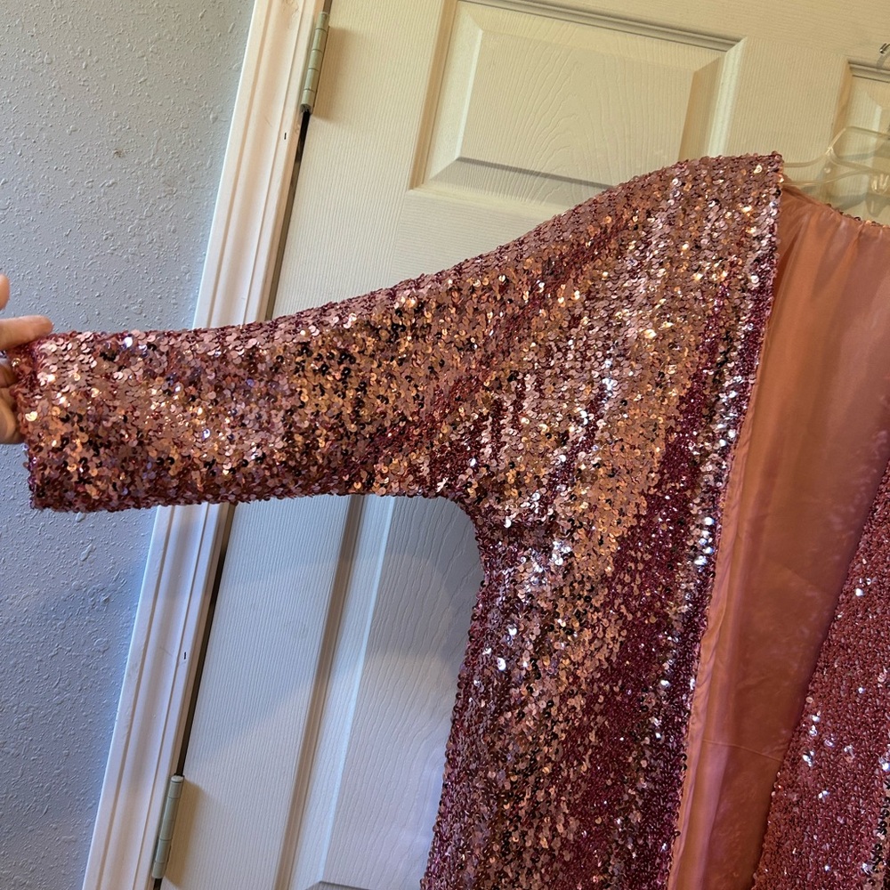 Sequin Open-Front Pink Party Dress Jacket - Picture 2 of 4